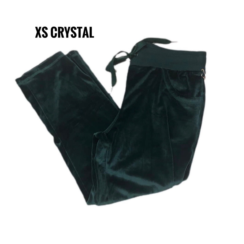 Xs LulaRoe Crystal Crop Flare Pants Velour Pine Green Fits 2/4